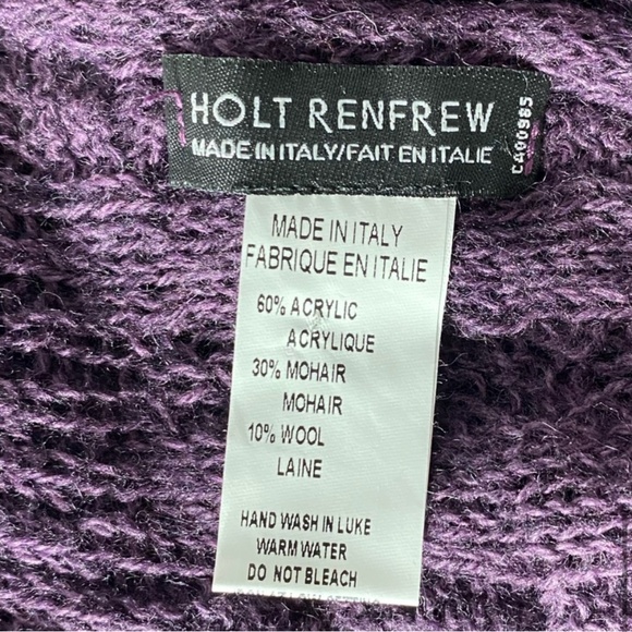 Holt Renfrew Purple Acrylic Mohair Wool Long Cable Knit  Scarf - Picture 10 of 13